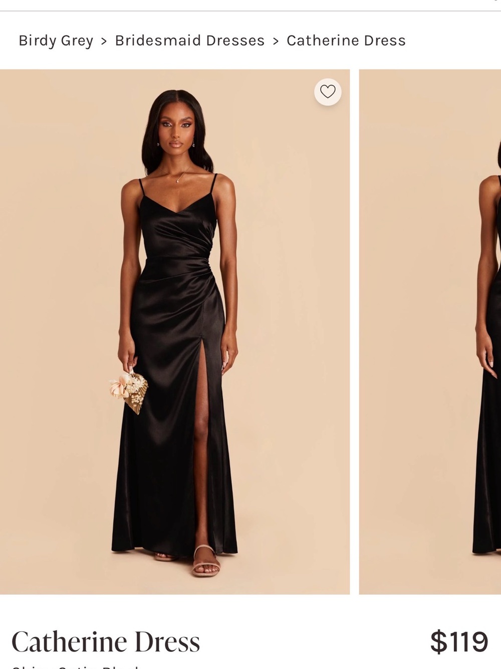 Birdy Grey Black Satin Catherine Slip Maxi Dress with Side Slit